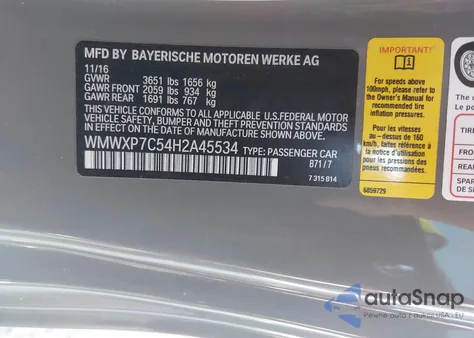 2017 Mini Hardtop Cooper S z USA, uszkodzony, nr VIN WMWXP7C54H2A45534